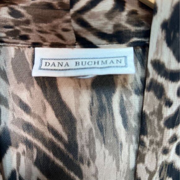 Dana Buchman Womens Coatigan Jacket Brown Snakeskin Animal Print Open Front Y2K - Picture 2 of 11